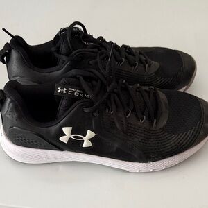 Under Armour Black and White Charged Commit Running Sneakers